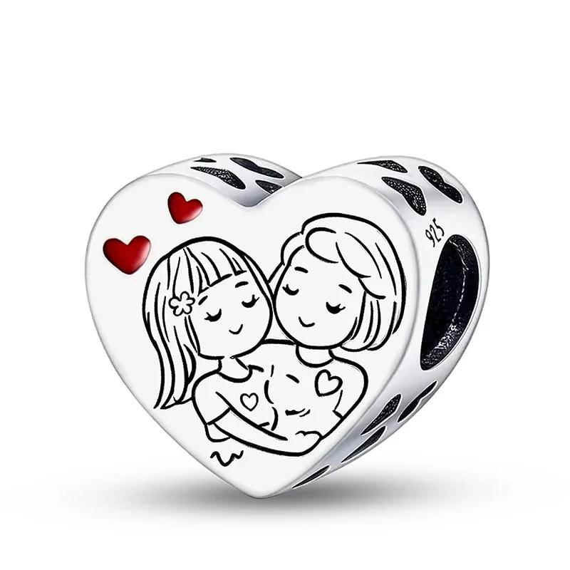 Copper Metal Multiple Love Heart Charm Bead Components Bead Components Compatible With Do It Yourself Bracelet High Quality Fine Jewelry Bangle Craft