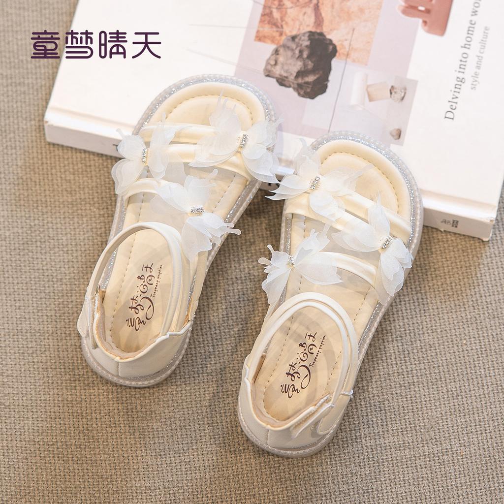 Größe 26-37, Mädchensandalen 2025 Sommer neue Schleife High-Top Römische Sandalen mit offenen Zehen Mädchen Prinzessinnenschuhe
