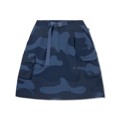 Li Ning ANB Collaboration All Over Print Mid Waist Versatile Breathable Casual Skirt Women Skirts Camouflage-Blue ASKV260-1