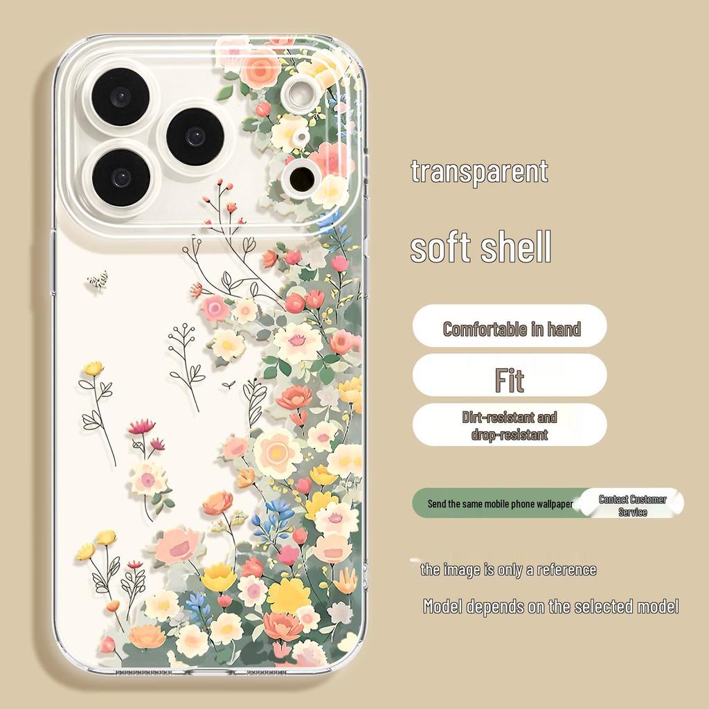 Floral Phone Case with Lanyard for iPhone 11-17/14-16 Pro Max