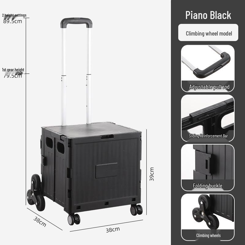 Younai Lightweight Portable Folding Shopping Cart with Trailer Trolley for Home Use