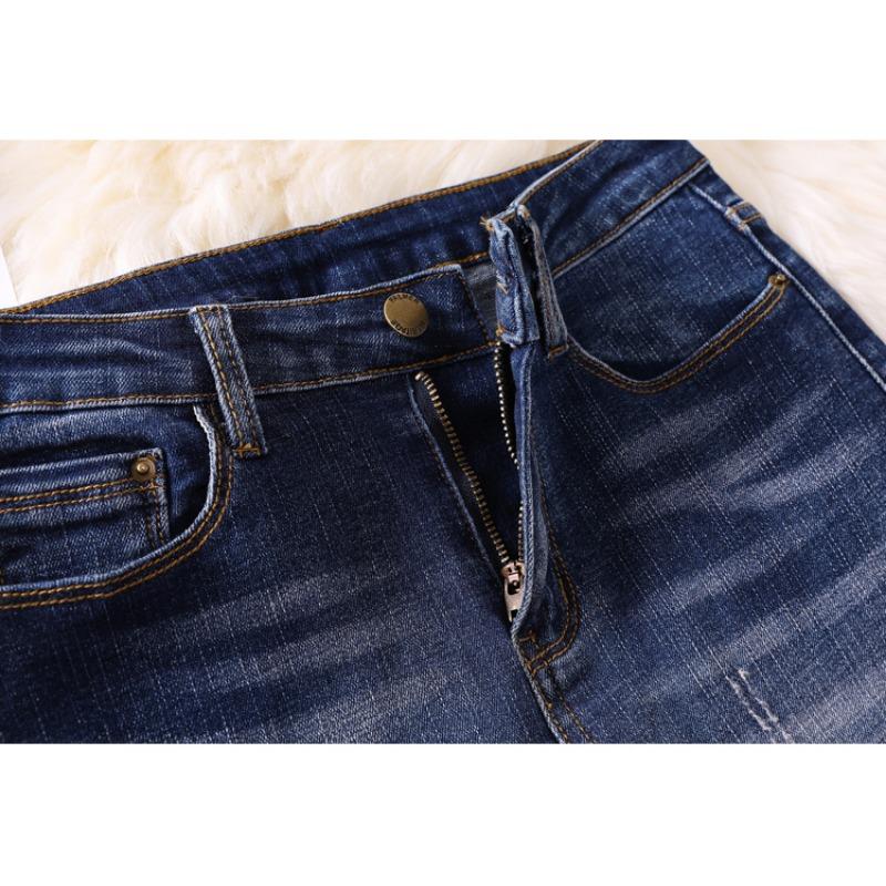 Dimanaf 2025 Plus Size Women Spring Jeans Solid Pants Ripped Denim Female Elastic Basic Blue High Waist Trousers Oversize Fashion Pants 4XL 5XL