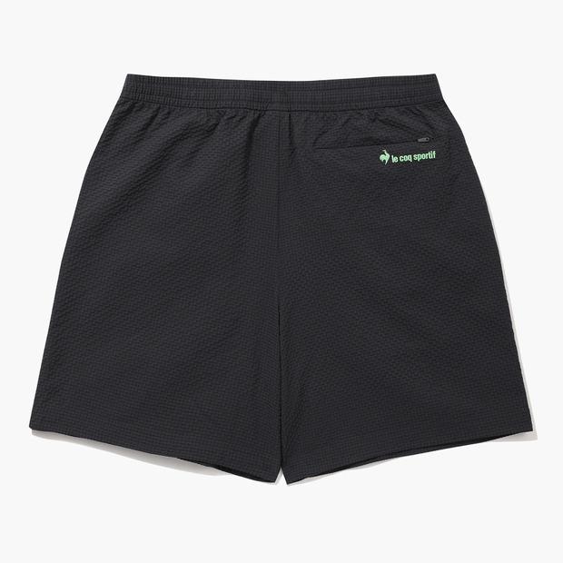 LECOQ Unisex Seersucker Length Shorts - Black (Qq223Lhp45) (A Type)