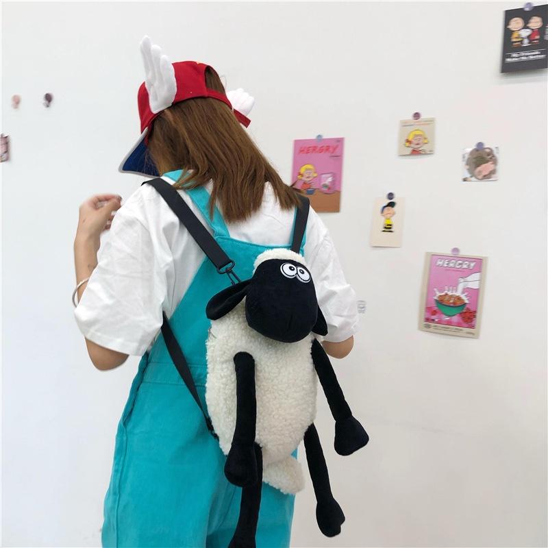 Cute Sheep Plush Backpack For Daily Use