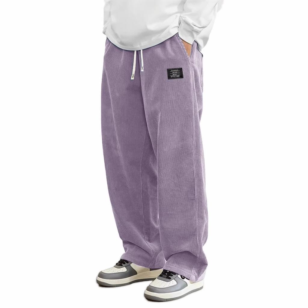 2025 Autumn New European and American Men's Loose Comfortable Long Pants Corduroy Casual Pants for Men