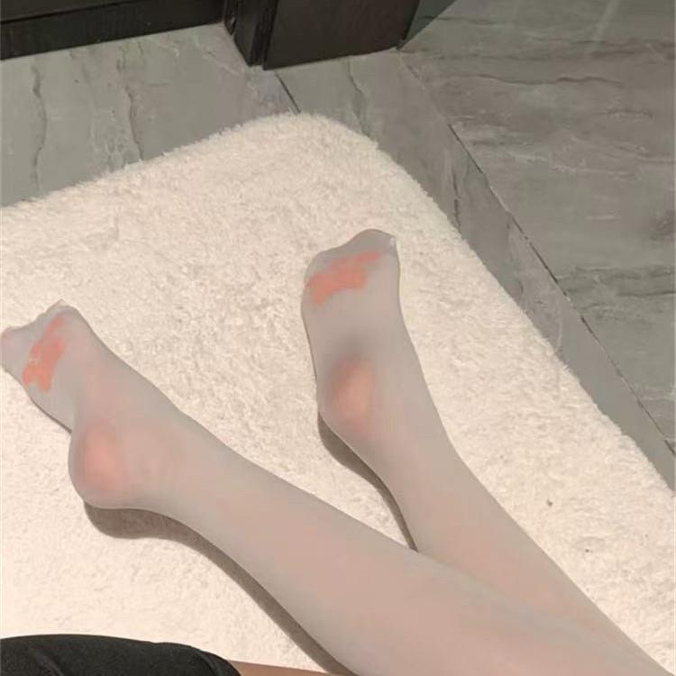 Pure white flowers*White silk stockings JK Cat paw over-the-knee stockings for women, thin style, pure desire Japanese style cat thigh-high socks