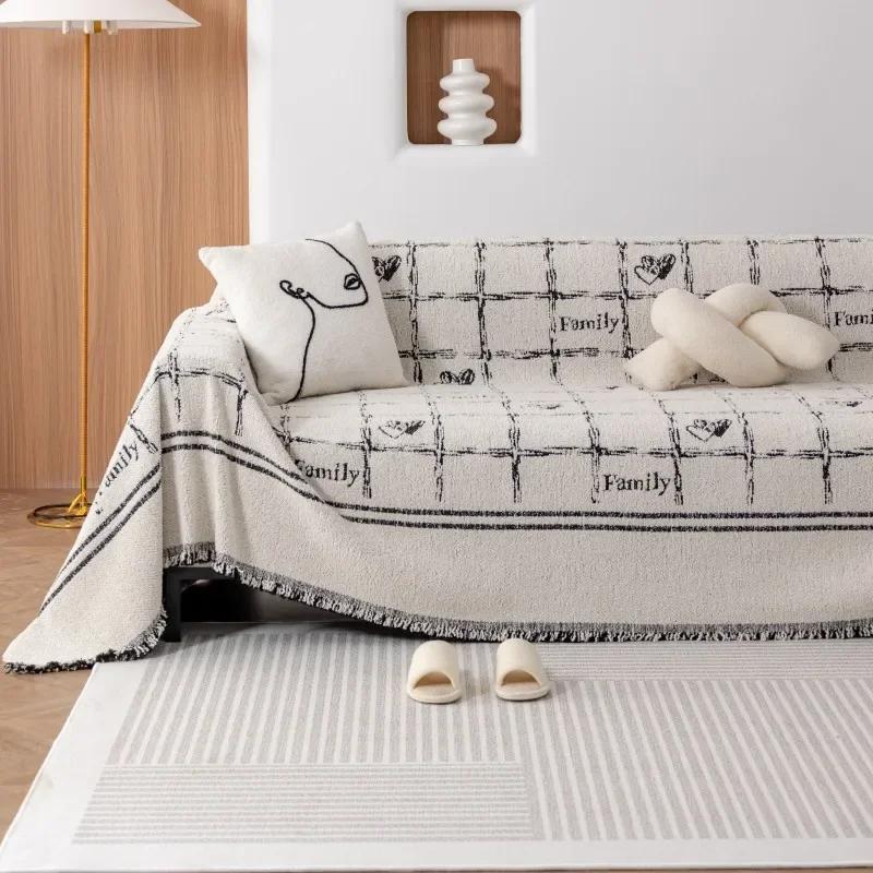 Sofa Cover Cloth Anti Cat Scratch Non Stick Towel Seat Cushion Plush All Season Universal Non Slip Blanket