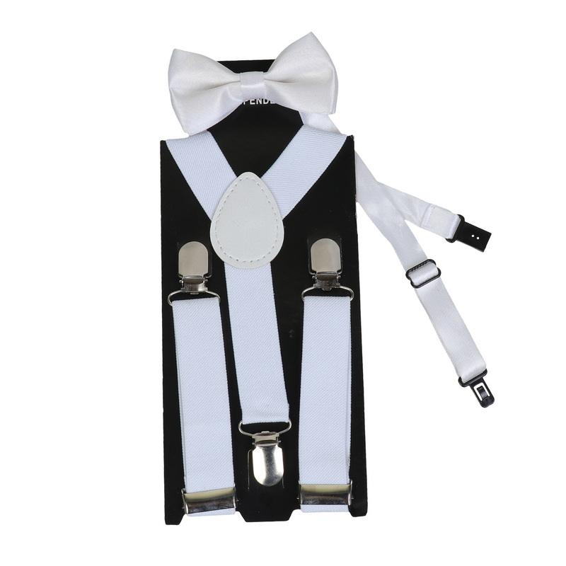 

Набір краваток-метеликів на дитячих брекетах, еластичні регульовані підтяжки 2,5 см, 60 см, Y-подібні застібки, офіційні класичні зав’язані метелики для хлопчиків і дівчаток 1-9 років 60cm білий