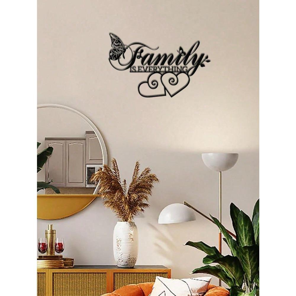 Metal Family Wall Decor Sign Home Sweet Quote Elegant Living Room Bedroom Hanging Art