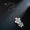 Fashionable and Minimalist Metal Pleated Flower Pendant Necklace, One-piece Flower Long Collarbone Chain Necklace