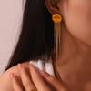 European and American Ins Simple Temperament Round Brand Blade Long Fringed Stud Earrings Plated with 18k Gold Stainless Steel High-grade Waterproof
