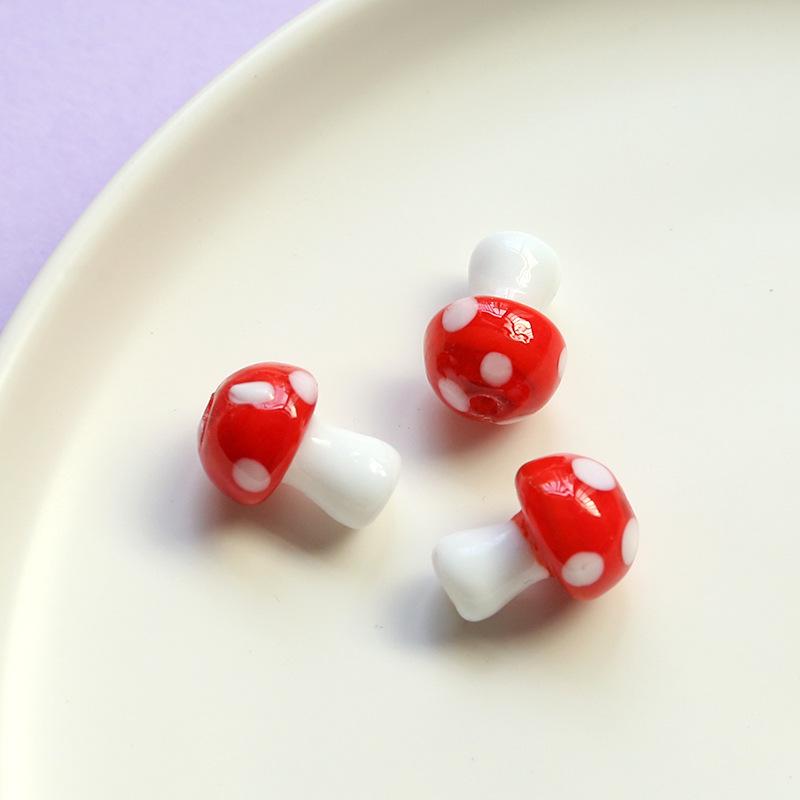 Colorful Cartoon Mushroom Glass Bead Pendants for DIY Jewelry Making - Earrings, Necklaces, and Accessories