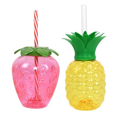 3/6 buc. Pahar de petrecere de vară hawaian 500 ml Formă ananas/căpșună Pahar de băut cu pai Decor creativ pentru petrecerea de ziua de naștere