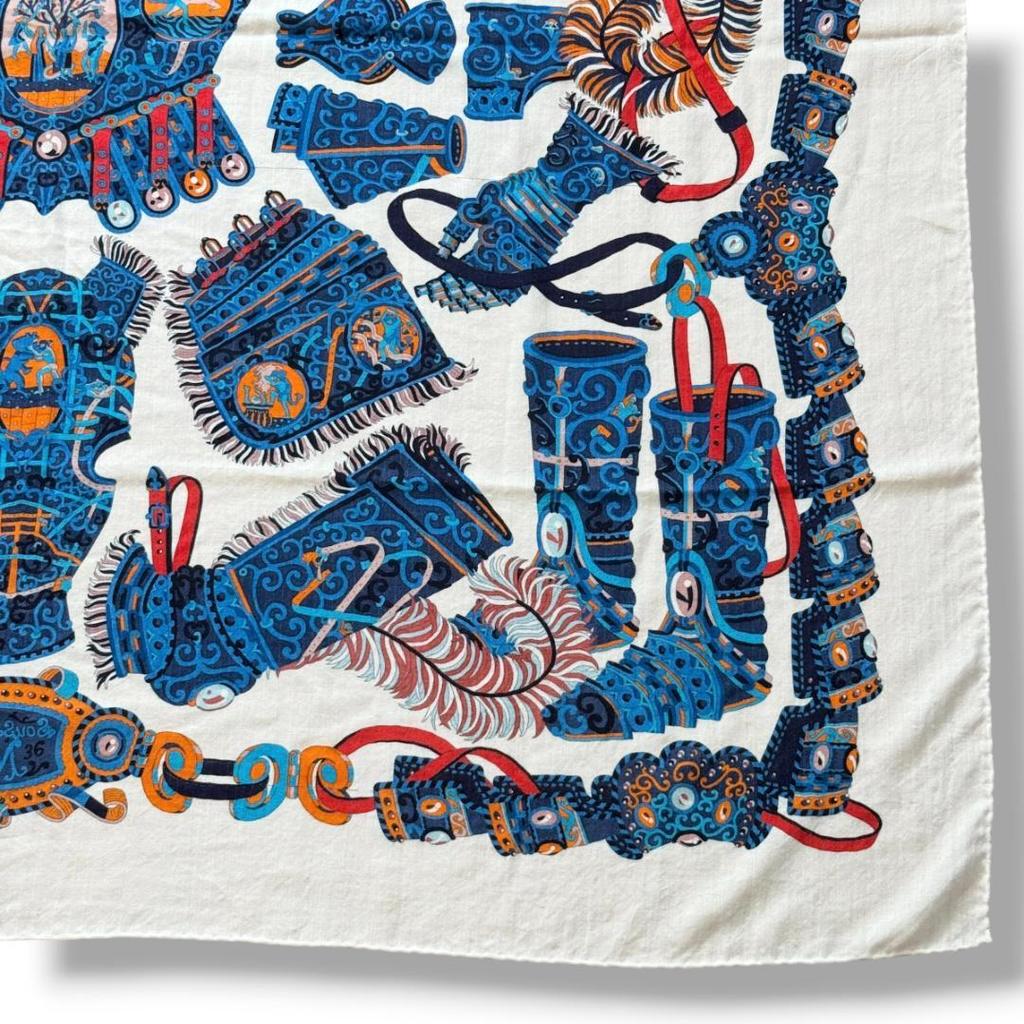 Used Hermes God of War Mars Carre 140 Cashmere Silk Carre Geant