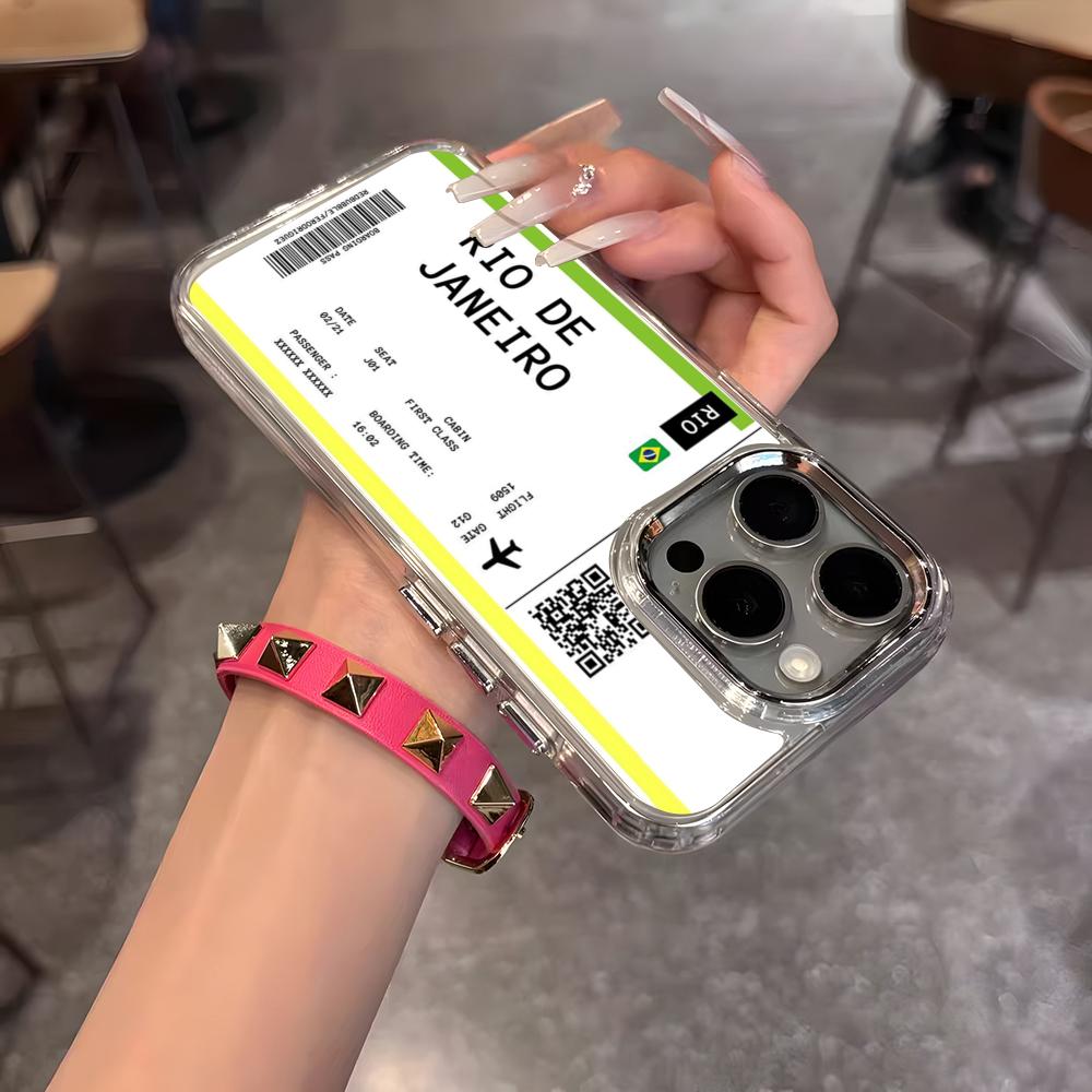 Plane Fight Ticket Phone Case For IPhone 17 Air 16 15 14 13 12 11 Pro Pro Max Plus Transparent Soft Cover