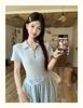 Polo Collar Tie-Waist Slimming Long Dress - Women's 2026 Summer Collection