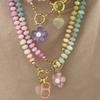 Yori Trendy Handmade Acrylic Rainbow Flower Colorful Beaded Necklace Summer Beach Necklace Jewelry Gift