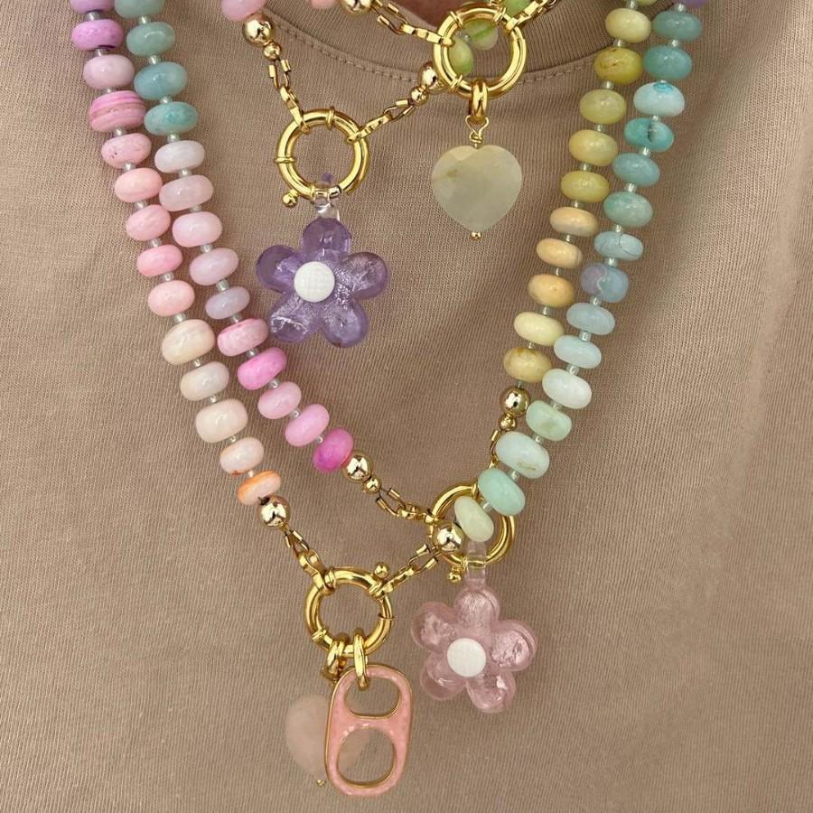 Yori Trendy Handmade Acrylic Rainbow Flower Colorful Beaded Necklace Summer Beach Necklace Jewelry Gift