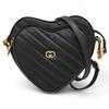 Auth Interlocking G Heart Shoulder Bag Black Leather Gu99100xx