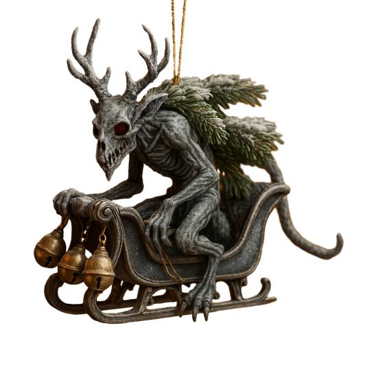 Dark Christmas Ornament 2D Acrylic Headless Santa/Devil Christmas Tree Ornament for Indoor Outdoor Home Party Decor