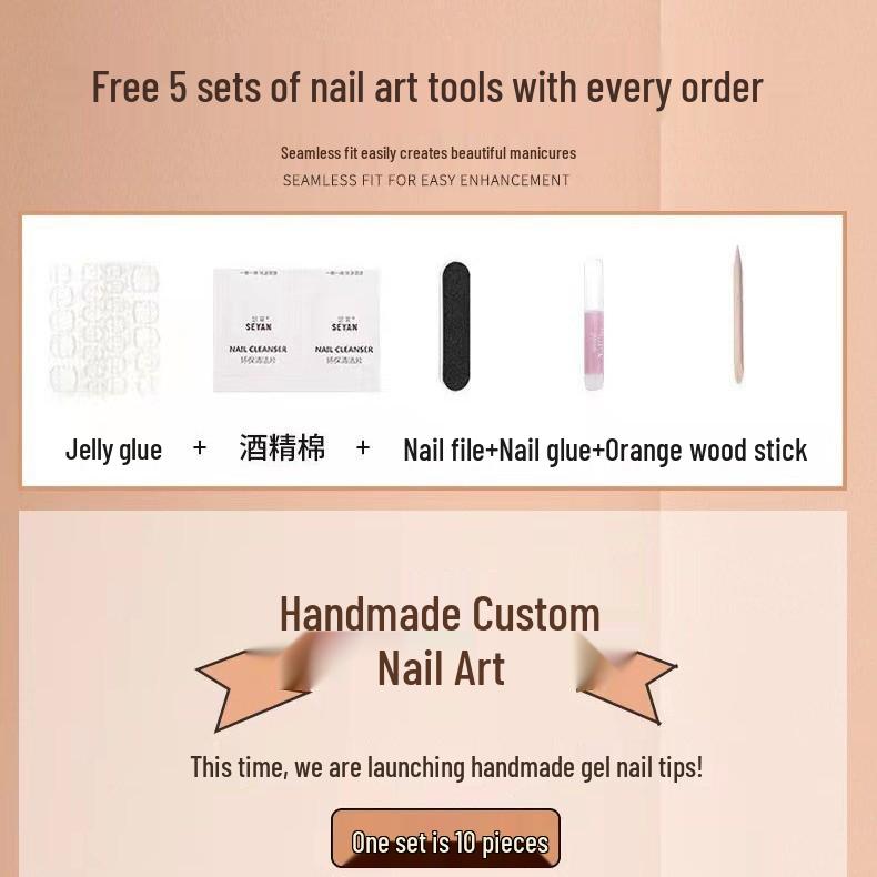 Xi Xiao Xi Yan Ling Cherry Cat Eye Wearable Nails - Gentle, Skin-Whitening, Pure Handmade.