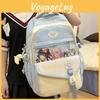 Fashionable Color Blocked Letter Printed Student Backpack With Pendant Daily For
