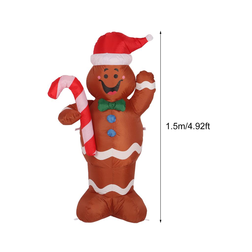 4.92ft Christmas Inflatable Gingerbread Man Cute Rapid Inflation Blow Up Gingerbread Man for Garden Xmas Decor UK Plug 220V