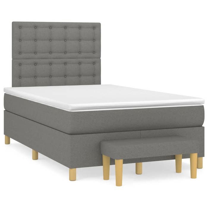 Maison Exclusive - Sommier à lattes de lit avec matelas Gris foncé 120x200cm Tissu