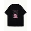 Oversized T Shirt Black Anime Girl With Pink Hair And Gothic Design For Casual Wear And Street Style