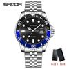 SANDA Top Brand New Business Man Quartz Watches Rotating Bezel 50M Waterproof Night Light Calendar Fashion Men's Wristwatch