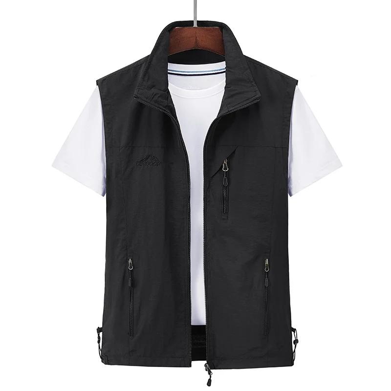 Spring Mens Outdoor Vests Multi-pockets Hiking Work Pography Vest Man Fish Vest Waterproof Breathable Waistcoat Big 7XL