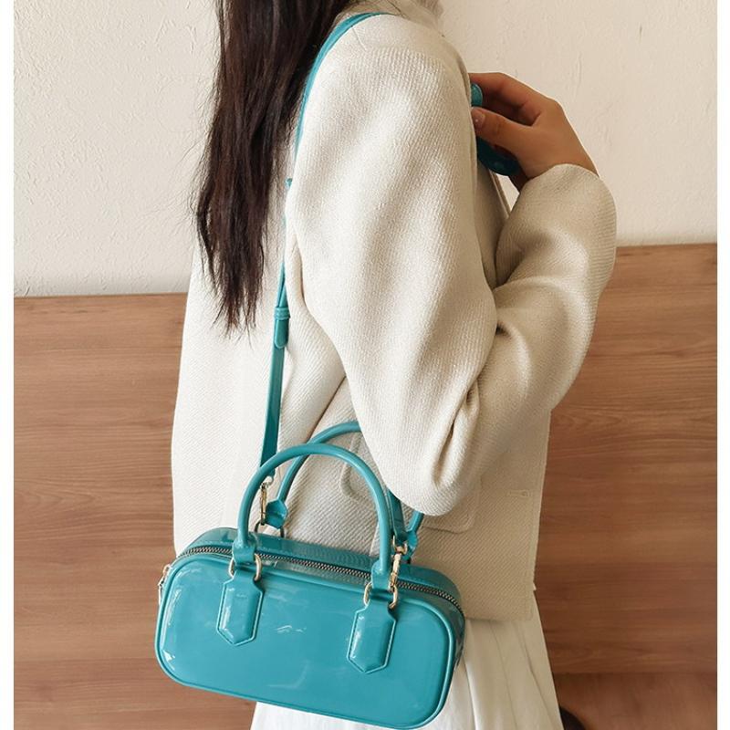Solid Color Jelly Hobos Handbag Casual Dirty Resistant Crossbody Bag Pvc Waterproof Crossbody Satchel Cosmetic Storage Bag