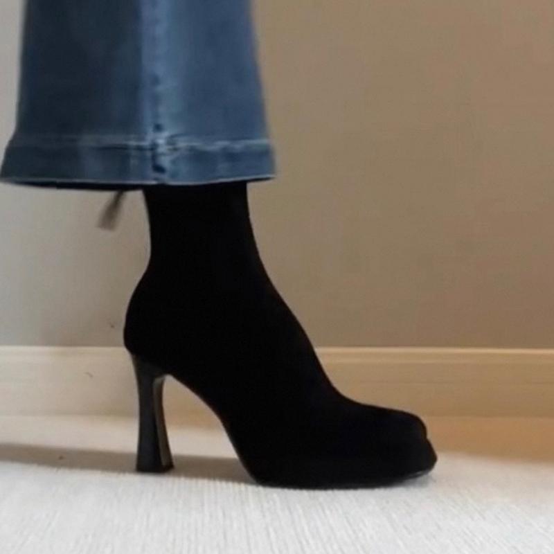 

Женские ботильоны на высоком каблуке, туфли для платья, элегантные зимние туфли-лодочки, женские 2025, новый дизайнерский готический Челси, ботильоны для женщин, обувь 39 чёрный