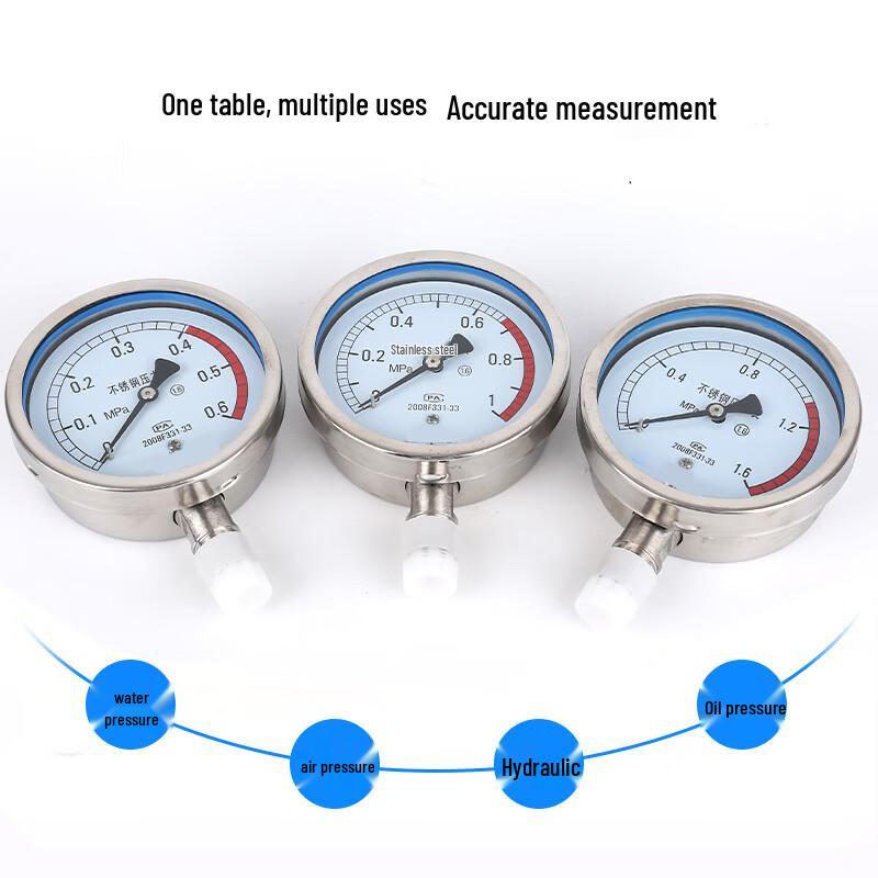 Yixiu 304 Stainless Steel Vibration-Resistant Pressure Gauge
