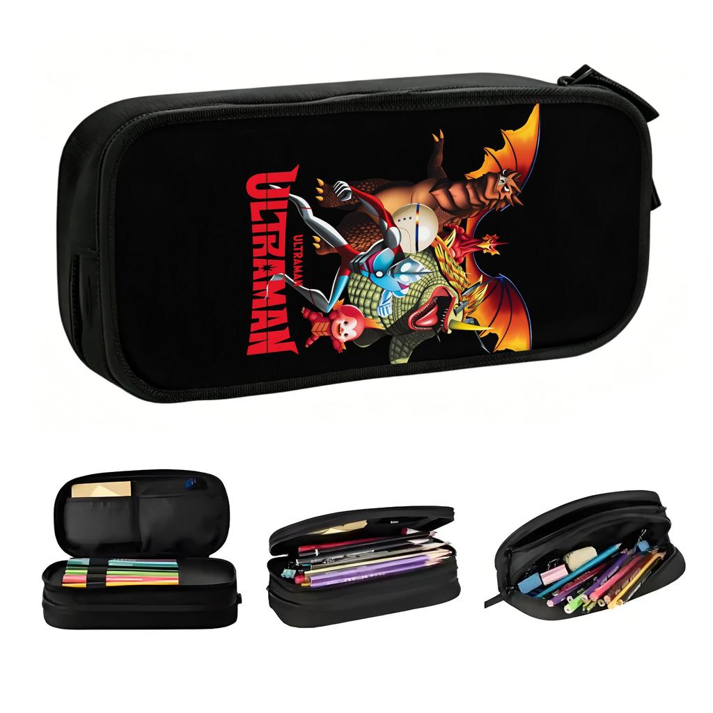 Comics Ultraman Emi Meena Pencil Cases for Girl Boy Big Capacity Anime Cartoon Pen Bag Box Stationery