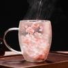 Double Wall Glass Coffee Mug Heat Insulation Tumbler Unique Flower Pattern Cup Insulated Heat Resistant Tea Latte Mugs with Handle