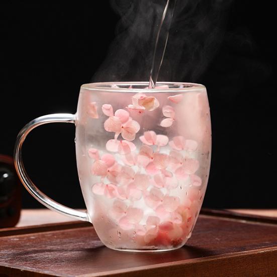 Double Wall Glass Insulation Flower Pattern Cup Tumbler Unique Coffee Mug Heat Insulated Heat Resistant
