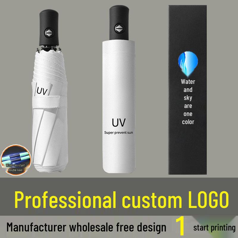 Men's High-End Automatic Folding Umbrella, UV Protection & Rainproof, Customizable for Business and Sunshade.