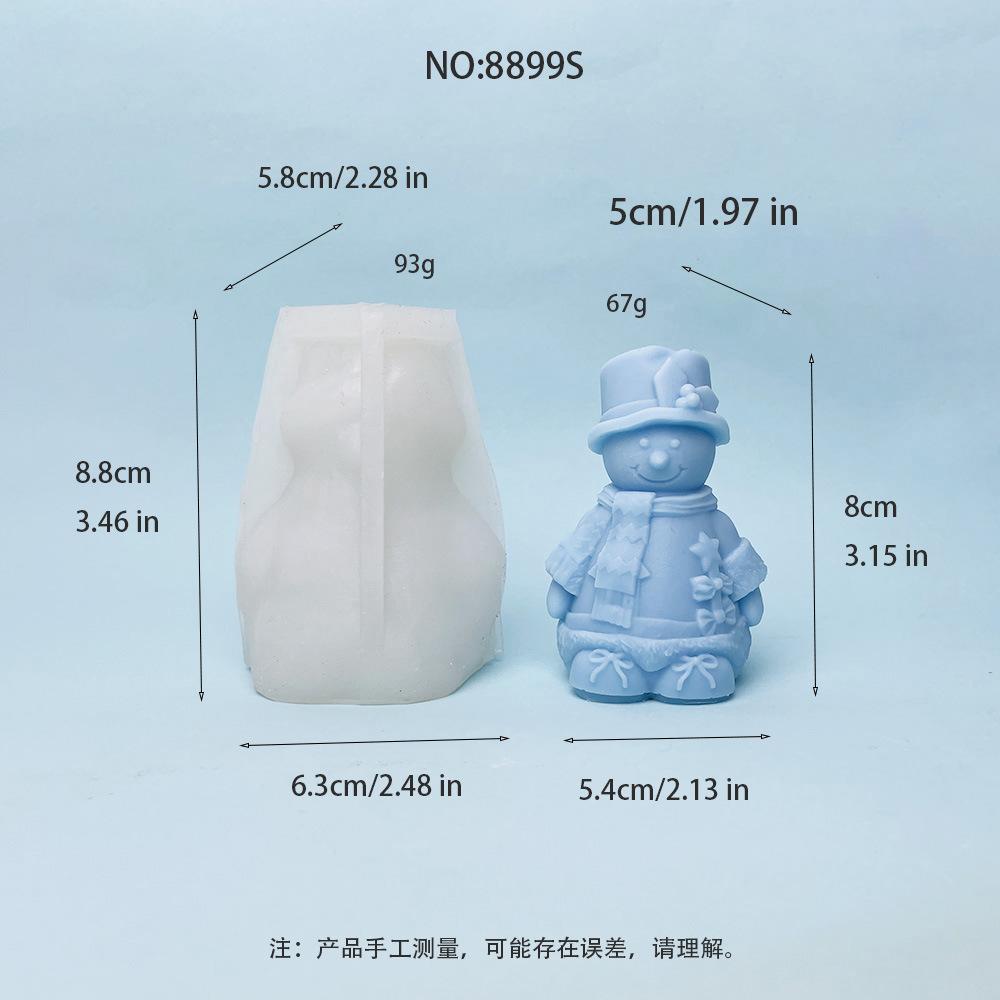 3D Snowman Santa Claus Silicone Mold DIY Aroma Candles Plaster Christmas Ornaments Mould Handmade Soap Resin Gypsum Molds