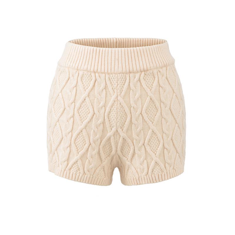 

Korean Retro Slim Fit Cable Knit Women s Shorts - Stylish, Versatile, Sexy Casual Wear S бежевий