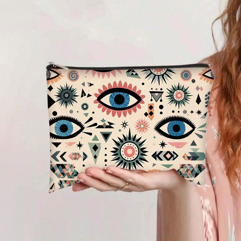 Selling Devil's Eye Canvas Cosmetic Bag Student Stationery Zipper Pencil Case Ladies Cosmetic Bag