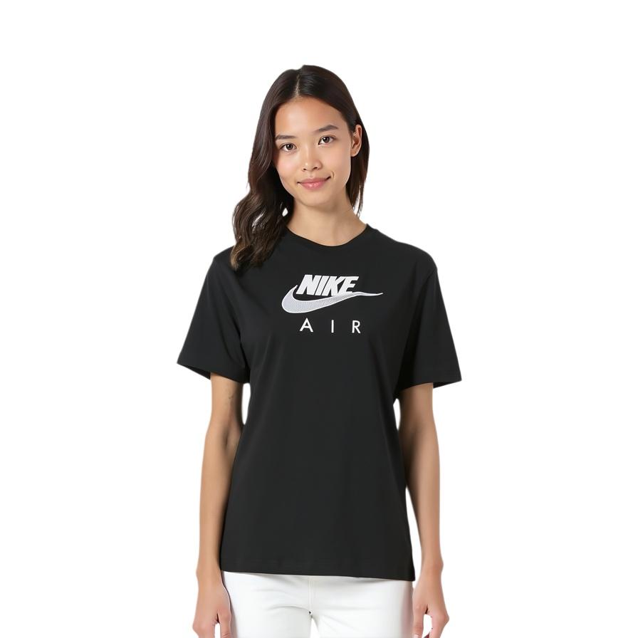 (WMNS) Nike Air Logo Casual Sports Short Sleeve Black T-Shirt Women's CZ8615-010