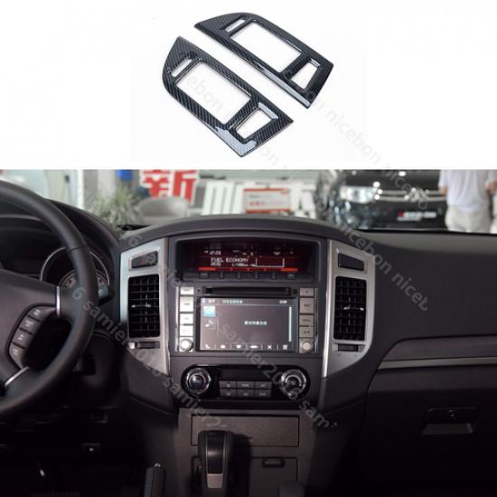 Carbon Fiber Color Dashboard Air Conditioner Vent Trim Fit For Mitsubishi Pajero