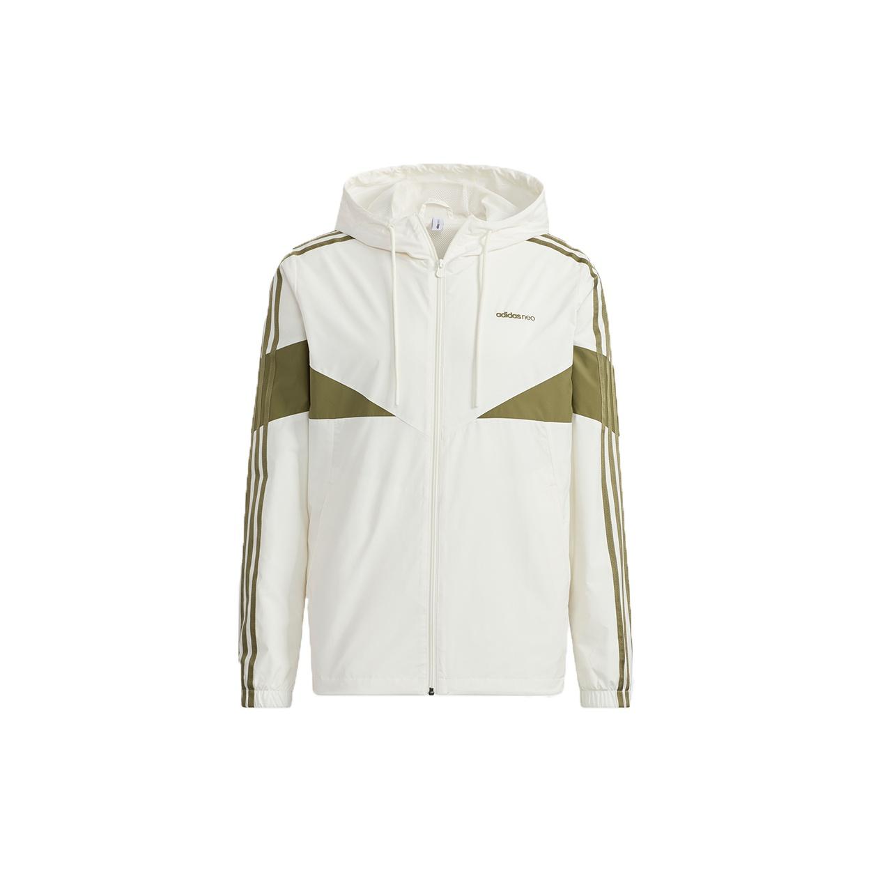 adidas neo M Icons 3s Wbkr Casual Sports Contrasting Colors Hooded Jacket White Men s H14231 XL