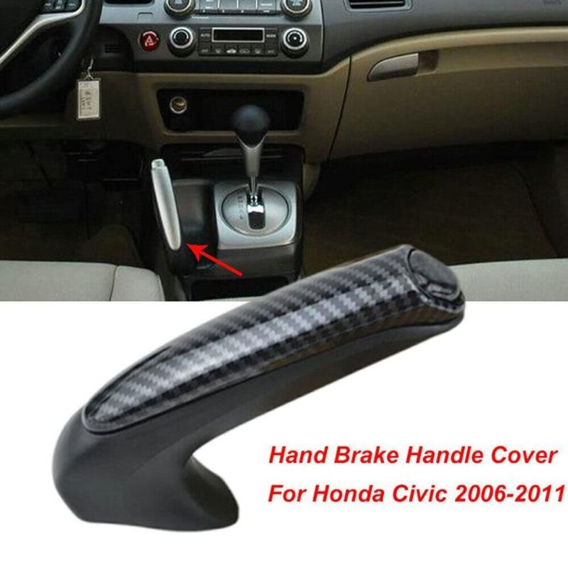 47115SNAA82 Emergency Parking Brake Handle Fit for 2006-2011 Civic Carbon Fiber Hand Brake Cover