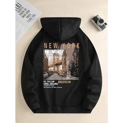 Men's Spring Autumn Fashion Street Scene Printed Casual Hoodie Loose Versatile Daily Sweatshirt Long Sleeve S-3XL Hoodies & Sweatshirts Men’s