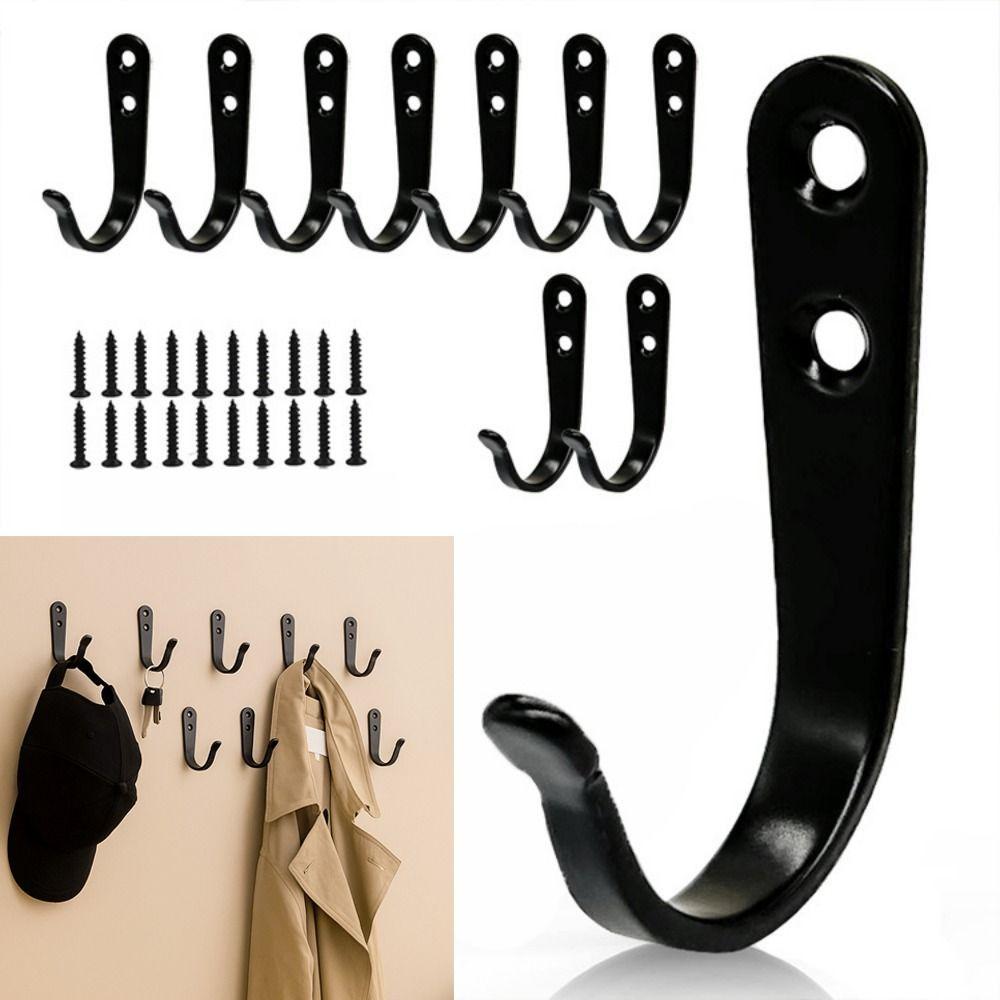 10Pcs Retro Style Wall Mounted Coat Hooks Metal Coat Single Hanger Wall Hanging Hook  Bathroom Use