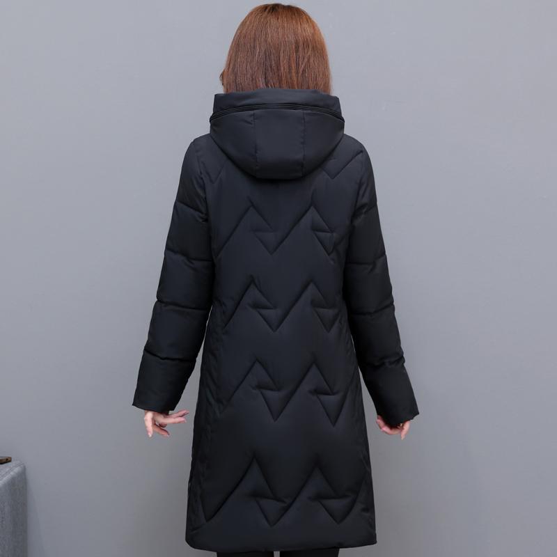 Velká velikost XL-6XL Dámské zimní vycpané kabáty středního věku s kapucí Ležérní Silné teplé zimní bundy Žena Elegantní dlouhé parky