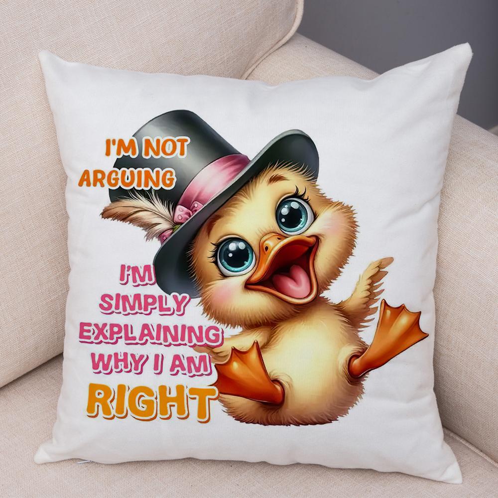 Smiling Monkey Pillowcase Double Print Do Not Disturb Sloth Cushion Cover Soft Plush Sassy Duck Pillowcase for Sofa Home Car
