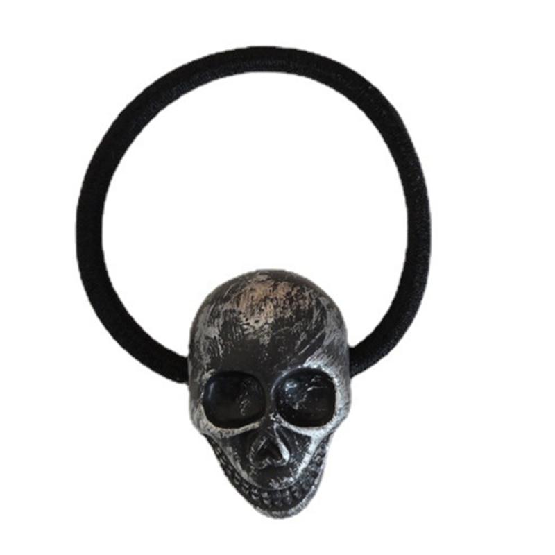 

Skull Hairband Female Ponytail Holder Goth Hair Decors Halloween Party Hair Rope 1